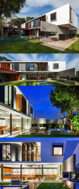 巴西高原城市的房子-建筑大约600平方米，横跨式的结构，阳台带滑动玻璃门，是居家度假旅游的好建筑