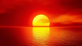 红太阳倒影美景