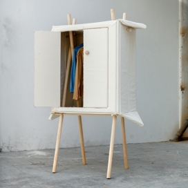 亚麻布衣柜-折叠放平可以便于运输-荷兰设计师Renate nederpel作品