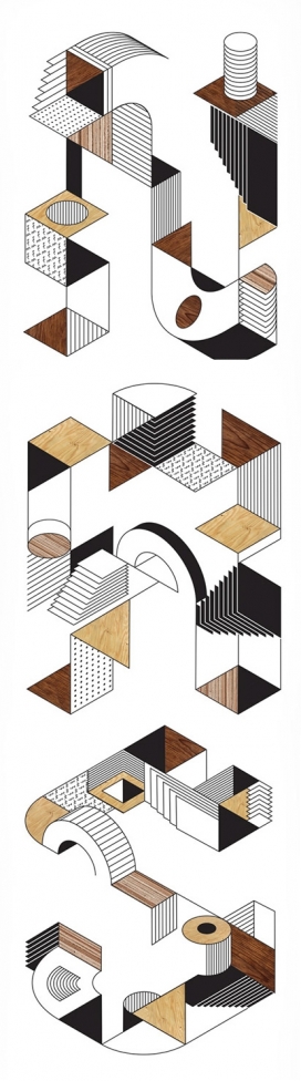 Nine Letter Word几何图形组合字母字体设计