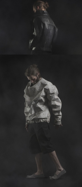 LO/REZ-胡桃木材料概念几何菱形像素化男装