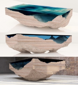 戏剧性的水墨像素咖啡桌