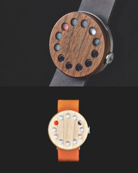 简单而美丽的Grovemade黑核桃木制圆形手表