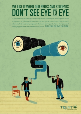 挑战你的思维方式-加拿大特伦特大学创意招生平面广告