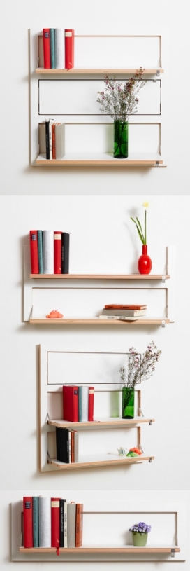 可定制的壁挂式货架-具有独特的扭曲形状，有各种尺寸，可以互相搭配组合，你也可以堆叠多达五个不同的货架