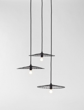 铁丝网篮灯-灯光的阴影在天花板上会显示微妙的编织图案