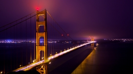 吊索桥夜景壁纸