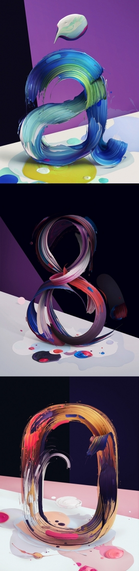 Atypical-水墨笔刷海报字母设计