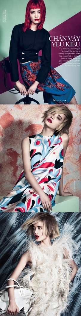 Elle越南美女-红蓝色灰结合的发型，大展夏季潮流趋势