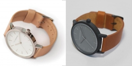 Unisex腕表设计-采用喷砂，磨砂黑色不锈钢表壳，冷灰色的表盘和优质的棕褐色和黑色皮革带，日本石英机芯，不锈钢面板制作而成