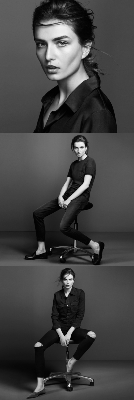 安德娅・迪亚-罗马尼亚Andreea Diaconu模特演绎FRAME牛仔秋冬黑白时装秀-灵感来自实用功能配对与西方的设计