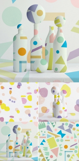 丰富多彩的几何图案瓶子设计