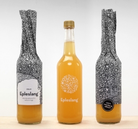 Epleslang苹果汁-藤蔓圆形玻璃瓶口，丰富黑白色分支交叉图案
