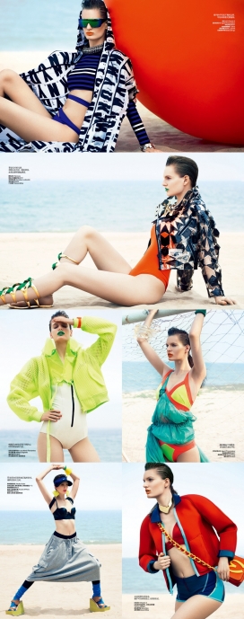 卡罗莱纳州-中国运动泳衣-寻找沙滩上的运动-摇摆的霓虹灯与图形