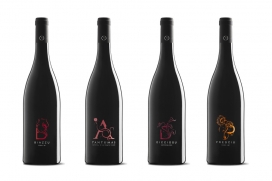 意大利Lilliu Winery混合现代气息的经典葡萄酒的设计-首位概念字母组合的排版，代表了它的图形符号，以及颜色。
