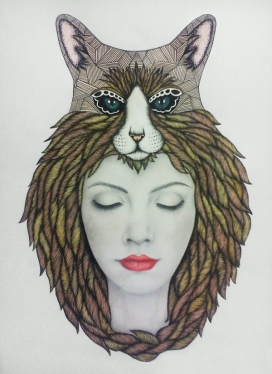 动物头人像插画