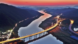 韩国日落下的桥