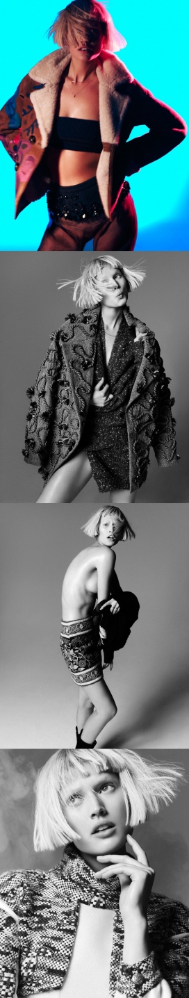 Bazaar德国-秋天纹理和色彩设计,混合毛皮，绣毛衣，泳装和战斗靴带来秋季时装最新前沿