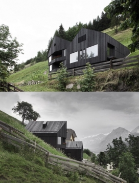 高山小屋-明亮家庭传统元素与现代相结合的奥地利农舍，一个永久的家或一个度假胜地，可以租给游客，朝向谷的大窗户，为游客提供惊人的高山全景