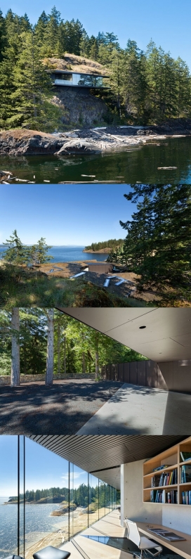 露头悬臂屋-建筑位于加拿大，建立在峭壁上，场地的地形是非常不规则的，房屋离地面有13米以上，周围是风景壮观的，后面有森林，里面住着一对已婚夫妇，房屋里面有丰富多彩的设置，让人想起世外桃源