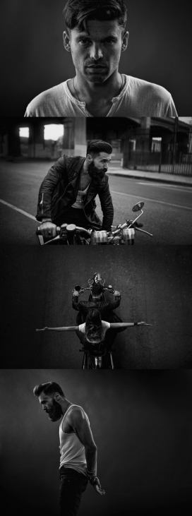 Cordwain街头男人黑白人像-灵感来自经典的加利福尼亚州生活方式