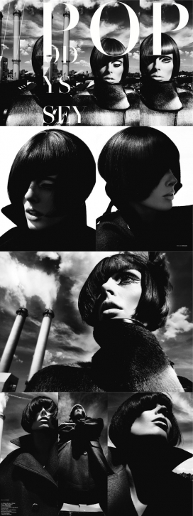 LOFFICIEL 2014年9月新加坡-60年代风格黑白人像-引人注目的短发时装外观造型