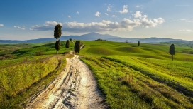 意大利托斯卡纳唯美绿色乡间小道壁纸下载