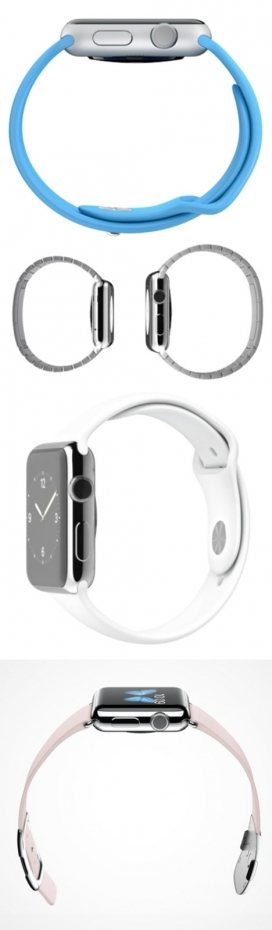 苹果公司终于推出了令人期待的穿戴式腕表-方脸，可互换表带，纯数字的脸，蓝宝石屏幕。