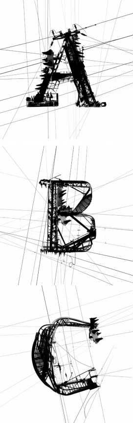 Garamond Powerline交叉电力线字母排版设计