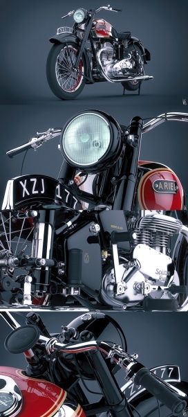 1950 Ariel Square复古摩托车设计