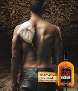 这是什么在里面-Bearded Lady Bourbon酒平面广告