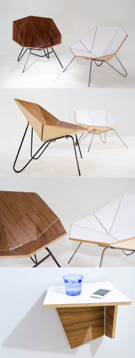 现代折纸般剪切折叠家具-灵感来自纸工艺，折叠简单的形状就可以创造凉爽雕塑形式
