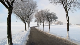 高清晰雪路壁纸