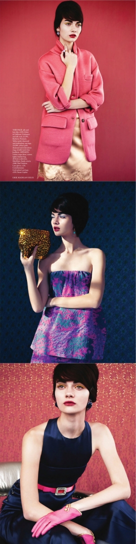 安东尼娜-甜蜜的六十年代-芭莎英国2014年3月-充满激情柔和印花的颜色时装秀