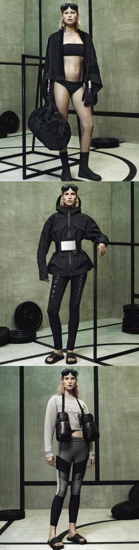 安娜・尤尔斯-H&M运动胸罩，运动衫，拳击手套和绑腿混合搭配时装秀