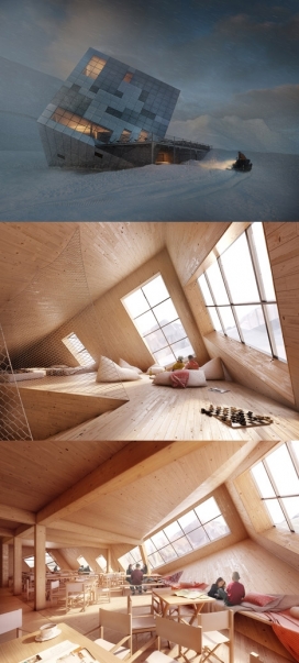 立方体魔方山旅馆-看上去似乎是降落在山上的魔方-捷克8000工作室作品，主要以太阳能为能源，为跨越斯洛伐克最高山脉徒步旅行者提供住宿