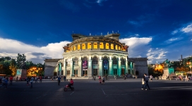 高清线亚美尼亚戏剧院宫殿夜景壁纸