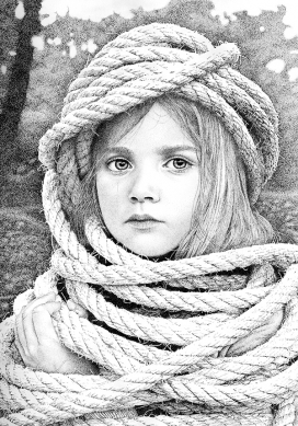 Restraints-手绘被绳索捆绑的女孩