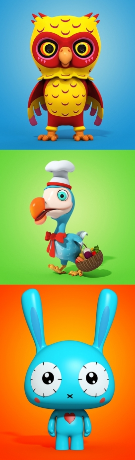 可爱的3D动物卡通形象玩具设计