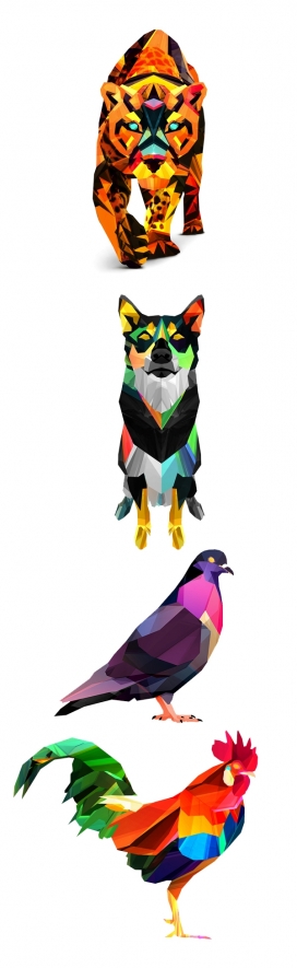 Beasts II-菱形图像动物插画