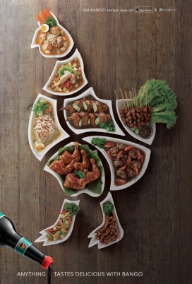 美食拼图动物-Bango酱油平面广告