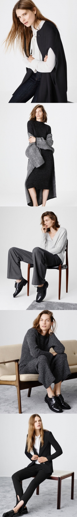 卡洛琳・布拉什・内尔森-2014Zara秋/冬精要-舒适的格子图案针织衫，喇叭牛仔，男孩款式大衣时装秀