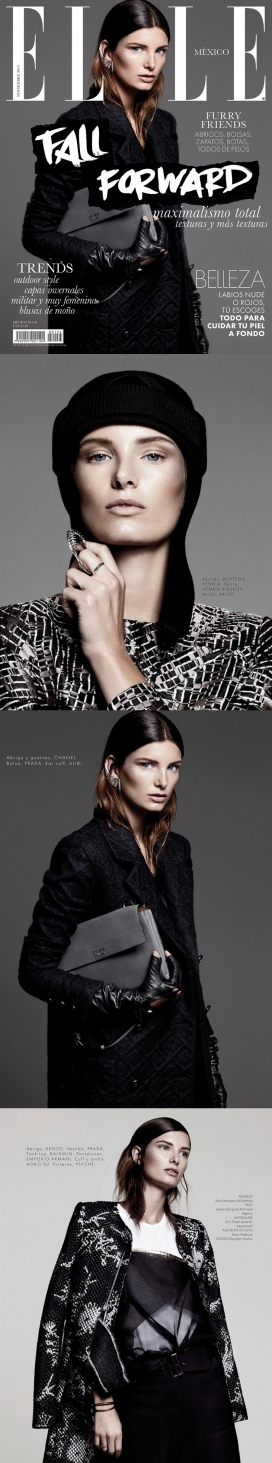 艾娃・史密斯-ELLE世界时装之苑墨西哥2014年11月-丰富现代化的黑白时尚搭配女装秀