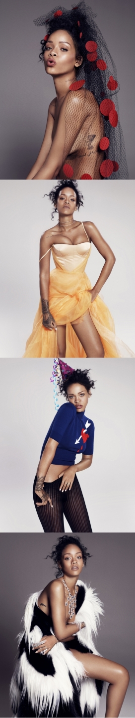 蕾哈娜Rihanna-ELLE世界时装之苑2014年12月-大量前卫的纯粹网状服装时装秀
