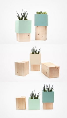 一举两得的木质陶瓷立方花瓶-意大利设计师亚历山德罗・迪普里斯科作品，创造了当代的花瓶植物或花卉