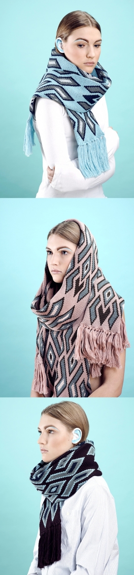 萨利赫-时尚几何花纹围巾人像