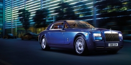 高清蓝色劳斯莱斯幻影双门轿跑车壁纸下载