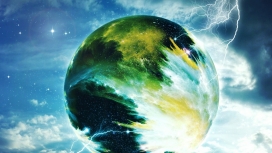 闪电般天空的创意行星