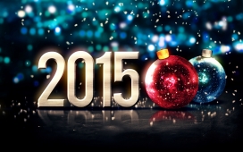 高清晰2015新年数字彩球壁纸下载