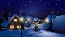 高清晰冬季圣诞小雪屋美景壁纸